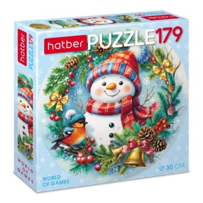 ПАЗЛЫ для детей круглые 179 элементов А4ф d300мм -Румяный снеговик-