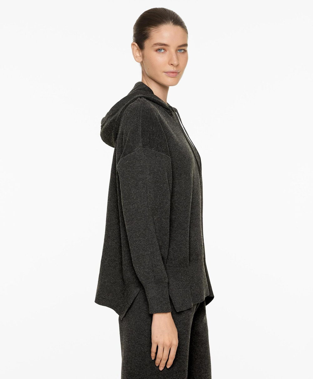 Oysho Трикотажная толстовка с капюшоном, антрацитовый