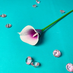 Цветок искусственный 33см Каллы бело-сиреневый