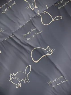 Наволочка комплект 2шт Полисатин Мечта "Котики на сером" 50x70 см на молнии