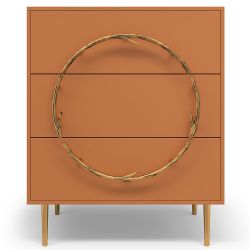 Комод Арт Колор matte Стайл Голд с 3 ящиками Томленый оранжевый матовый
