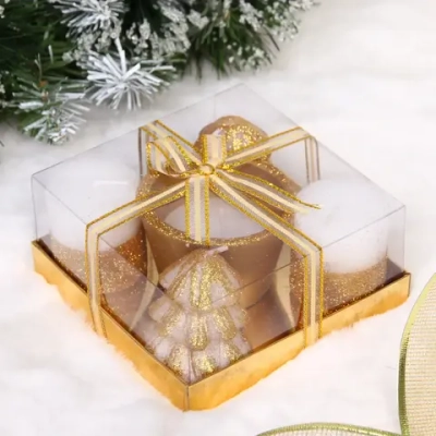 Свечи новогодние «Лесной микс» 11.5*11.5*5см (набор 5шт), Золото