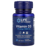 Life Extension, витамин D3, 175 мкг (7000 МЕ), 60 мягких таблеток