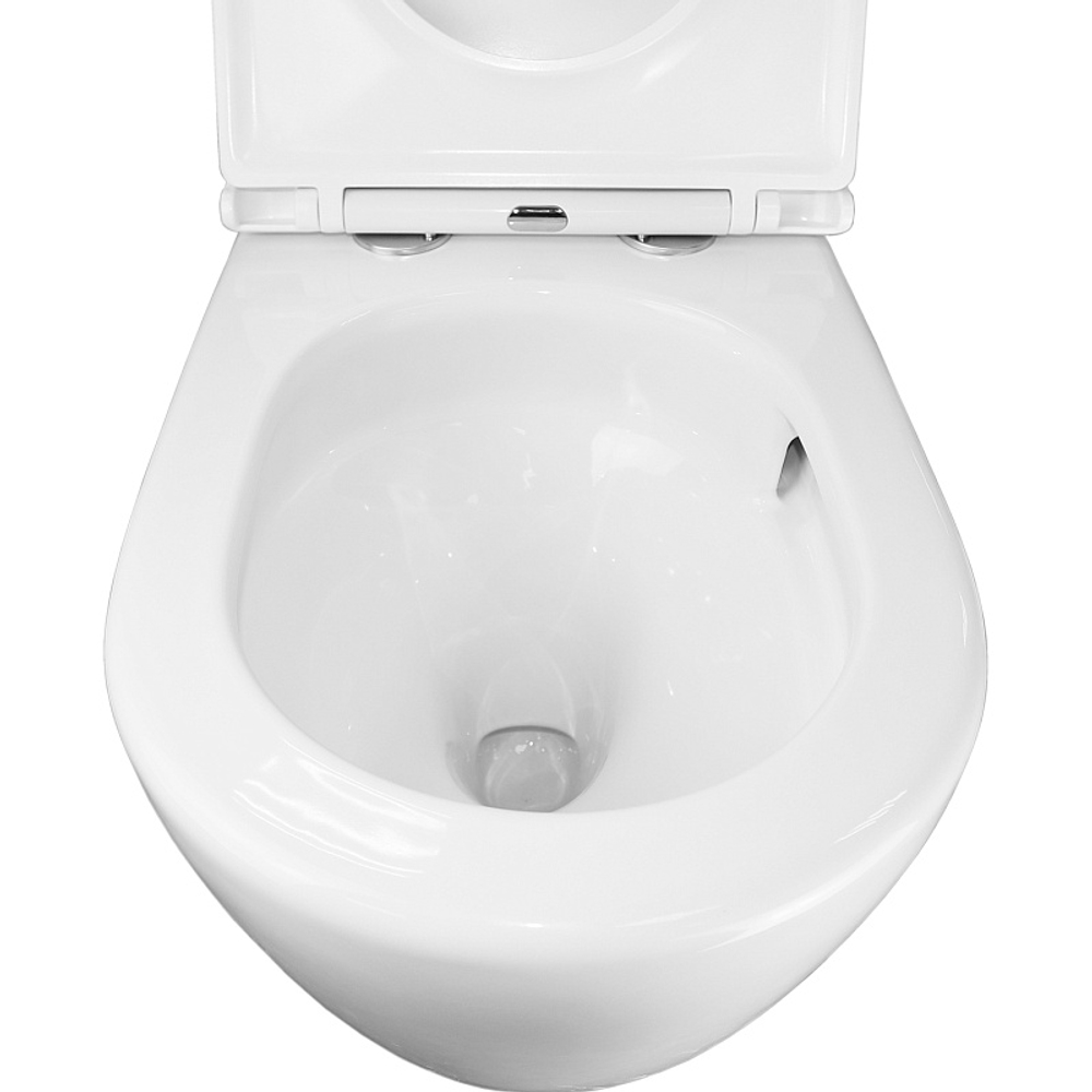 Унитаз приставной Azario Grado 365х570х410 безободковый, смыв "Торнадо", в комплекте с быстросъемным сидением микролифт (AZ-2141D-UQ1)