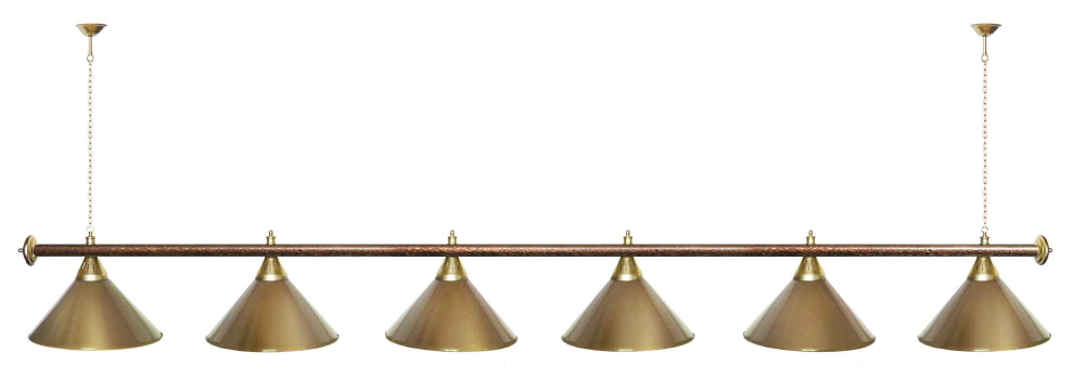 Лампа STARTBILLIARDS 6 пл. (плафоны зеленые,штанга зеленая,фурнитура золото)