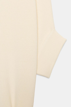 ZARA ТРИКОТАЖНОЕ ПЛАТЬЕ С РЕМНЕМ, ЭКРЮ