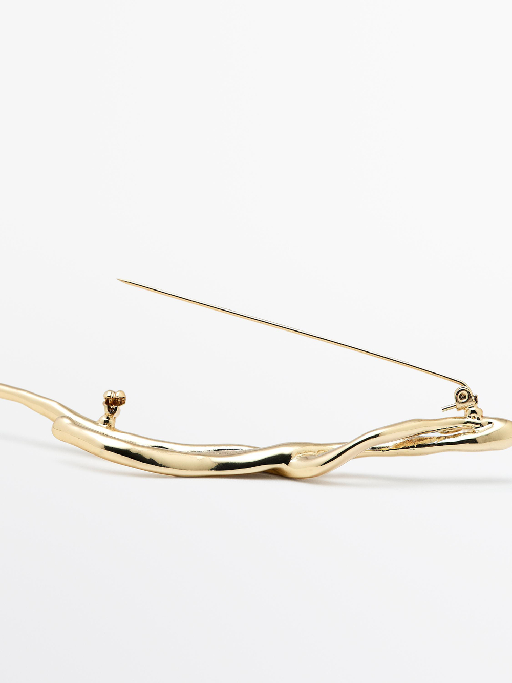 Massimo Dutti Металлическая брошь в абстрактном стиле, золотистый