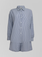 Костюм Fashion 620030 в полоску из рубашки с длинным рукавом и шорт на резинке