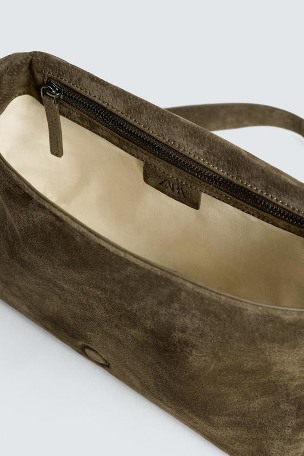 ZARA КОЖАНАЯ СУМКА, ЗЕЛЕНЫЙ ХАКИ
