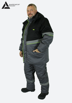 Костюм мужской зимний «СЕВЕРНАЯ ШИРОТА» (куртка+брюки) цв.серый/черный БОЛЬШОЙ РАЗМЕР