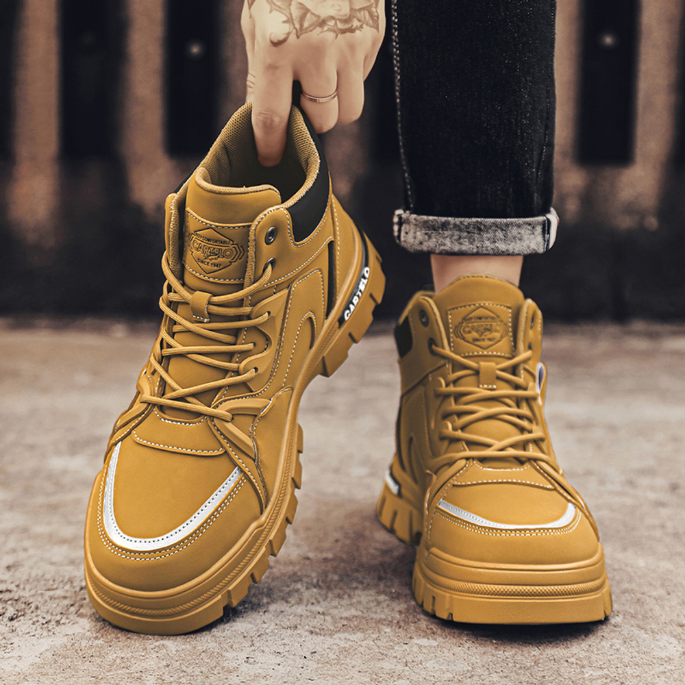 CARTELO Thermal British Style Desert Boots Abrasion Resistant Slip Resistant 11cm Fleece Lined Combat Boots Men"s