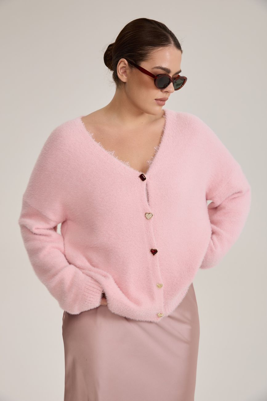 Кардиган травка, светло-розовый