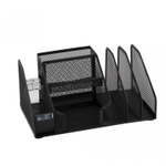 Подставка-органайзер д/канцтоваров, Alingar, металлическая, 22,5 см * 14,5 см*11 см, 7 отделений, держатель для скотча, черный