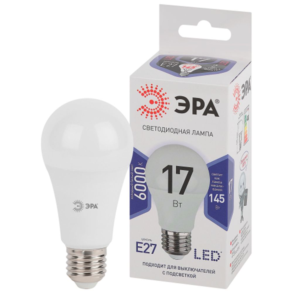 Лампочка светодиодная ЭРА STD LED A60-17W-860-E27 E27 / Е27 17Вт груша холодный дневной свет | Лампы cветодиодные Груша (A)