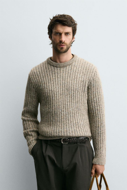 ZARA СВИТЕР В РУБЧИК, ЗЕЛЕНОВАТО-СИНИЙ