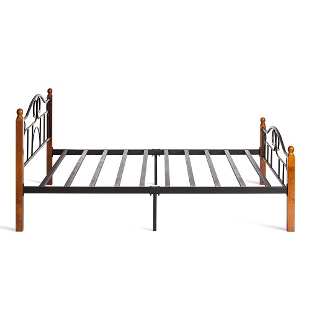 Кровать AT-808 дерево гевея/металл, 160х200см, красный дуб/черный