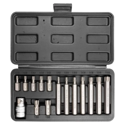 Набор бит TORX с битодержателем,15пр. 1/2''(L: 30/75мм, Т20,Т25,Т30,Т40,Т45,Т50,Т55) RockForce##Rock FORCE RF-4156(C)
