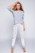 Забавная пижама Coon с брючками (Размер: L) (Цвет: серый с розовым)