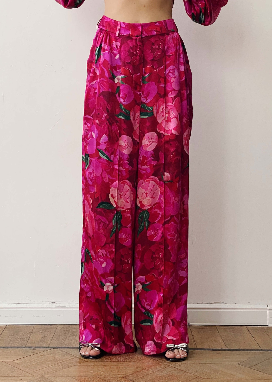Брюки шелковые “Peonies”