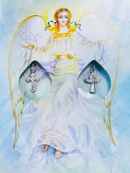 Набор для крещения крестик и ангел