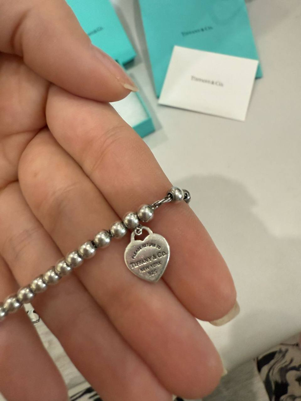 Браслет Tiffany&Co Blue Heart Tag Bead Bracelet