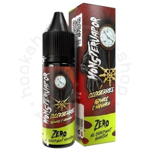 Жидкость MONSTERVAPOR CLOCKBERRIES с ароматом абрикоса с малиной, 0 мг/см³, 30 мл. ZERO.
