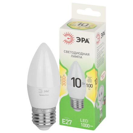 Лампа светодиодная ЭРА GREEN LINE LED B35-10W-830-E27 GL E27 10 Вт свеча теплый свет