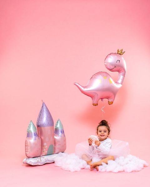 Шар 3D (30''/76 см) Фигура на подставке, Замок принцессы, Розовый, 1 шт.