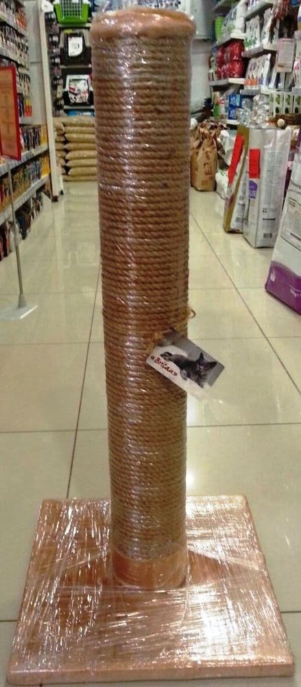 Когтеточка столбик кругл. без игруш., 85см, на квадр.основе 40х40см, беж