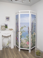 Ширма - перегородка для зонирования пространства деревянная с картинкой с обеих сторон "Райские птички", 3 створки, 480*1800 мм