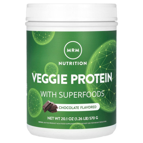 MRM Nutrition, растительный протеин с суперфудами, со вкусом шоколада, 570 г (1,26 фунта)