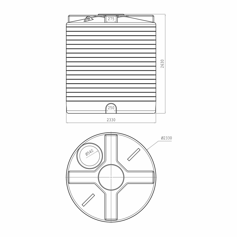 Емкость вертикальная усиленная 10000л Политим 10000 л.(2330x2330x2630см;красный
) - арт.560757
