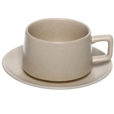 Чайная пара керамическая 250мл «Perfetto», бежевая