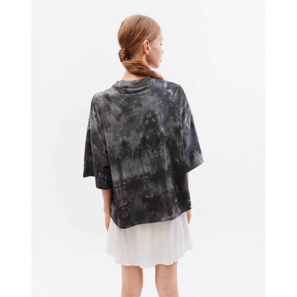 Футболка БИЧ укороченная оверсайз тай-дай темно-серая