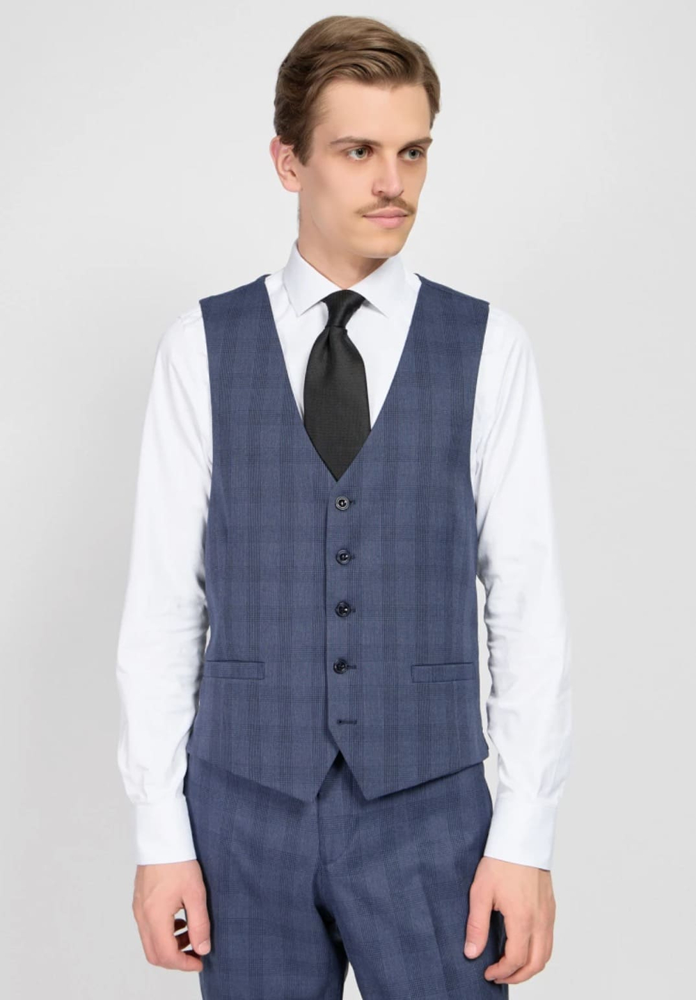 Мужской костюм в клетку (синий) А42