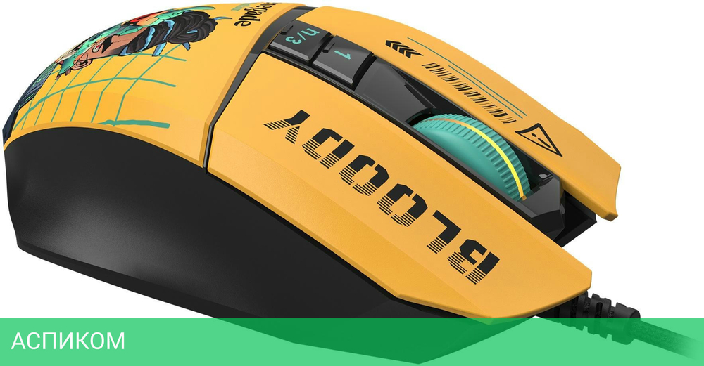 Мышь A4Tech Bloody W63 Max Renegade желтый/рисунок