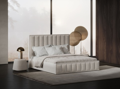 Кровать Эмили в бежевом велюре-букле 180