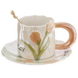 GAEM Чашка с блюдцем и ложкой, 240 мл, L15 W15 H7,5 см, 4в.