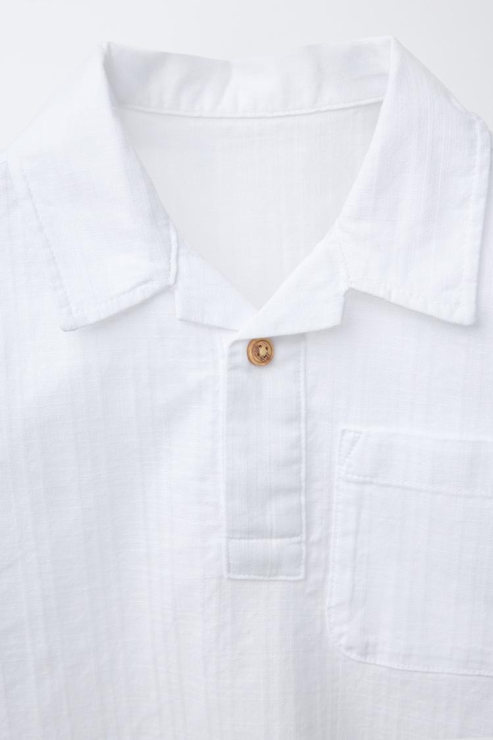 ZARA ПОЛО ИЗ РЕЛЬЕФНОЙ ТКАНИ, ЭКРЮ