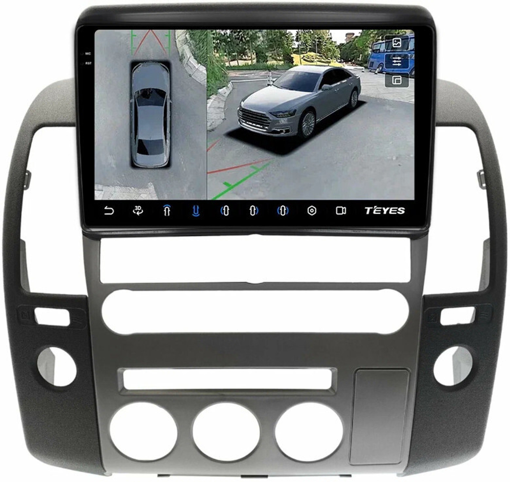 Магнитола для Nissan Pathfinder R51 2004-2010 (штатная нави, большая рамка) - Teyes CC3-2K-360 монитор 9.5" 2K QLED на Android 10, 6Гб+128Гб, CarPlay, 4G SIM-слот, 4 камеры в комплекте