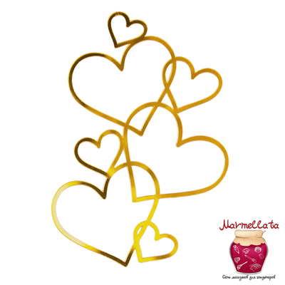 Топпер для торта "Сквозные сердца", золото