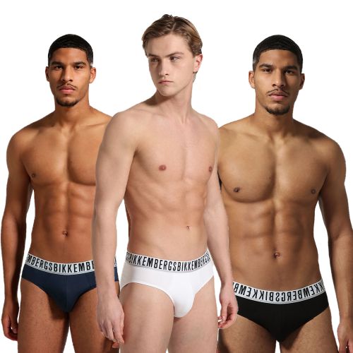 Мужские трусы брифы (белый, темно-синий, черный) набор 3в1 Bikkembergs ESSENTIAL BKK1USP01TR