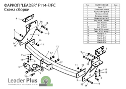 Фаркоп(прицепное) Лидер-Плюс для FORD MAVERICK 2004-2007(паспорт и сертификат в комплекте)(без электрики)F114-F