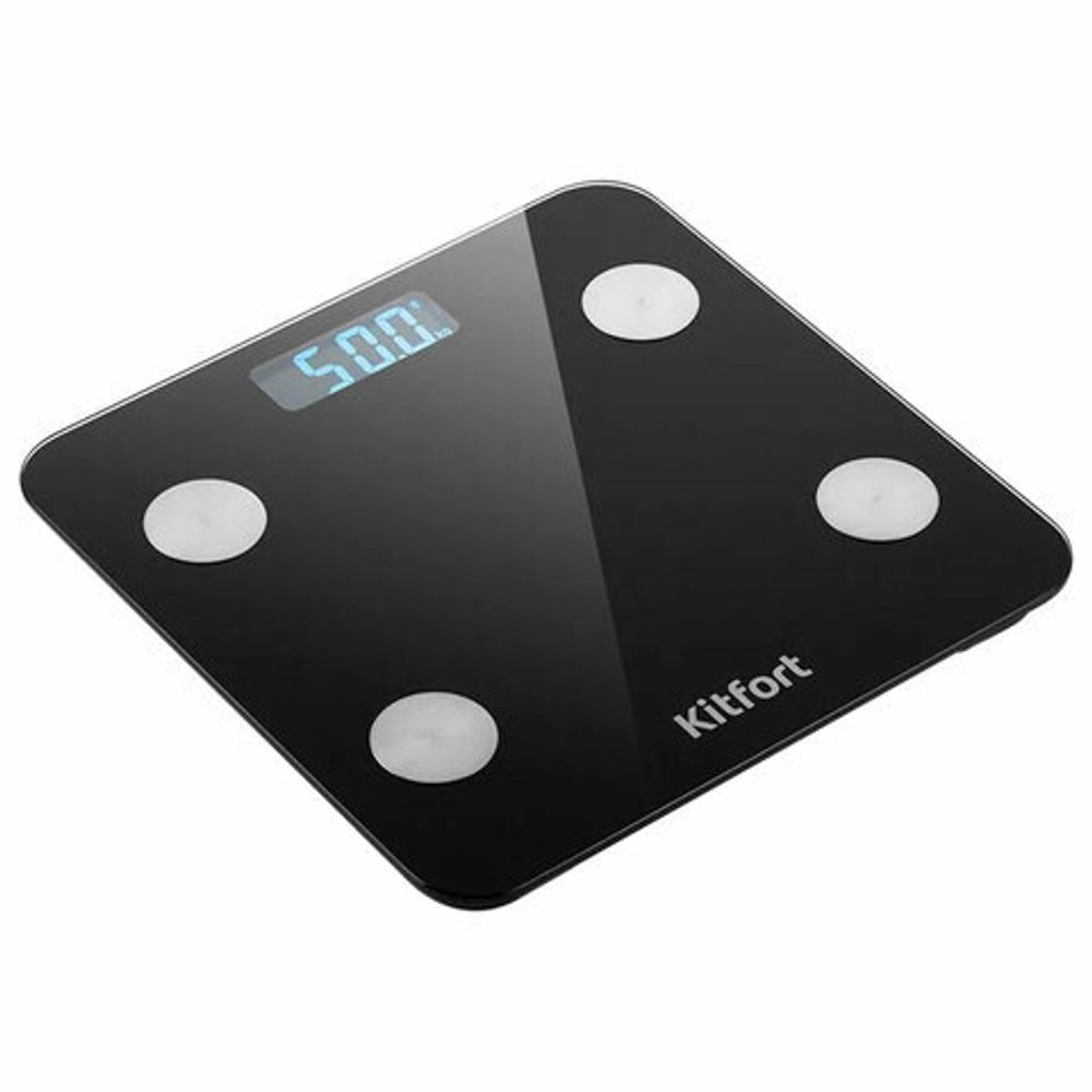 Весы напольные диагностические KITFORT КТ-805, электронные, вес до 180 кг, квадрат, стекло, черные