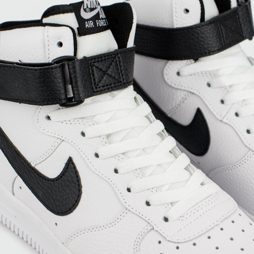 кроссовки Nike Air Force 1 Mid White Black Swoosh