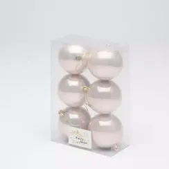 Набор пластиковых шаров Анет 80 мм., жемчужный перламутр, 6 шт., ЕлкиТорг (150324)