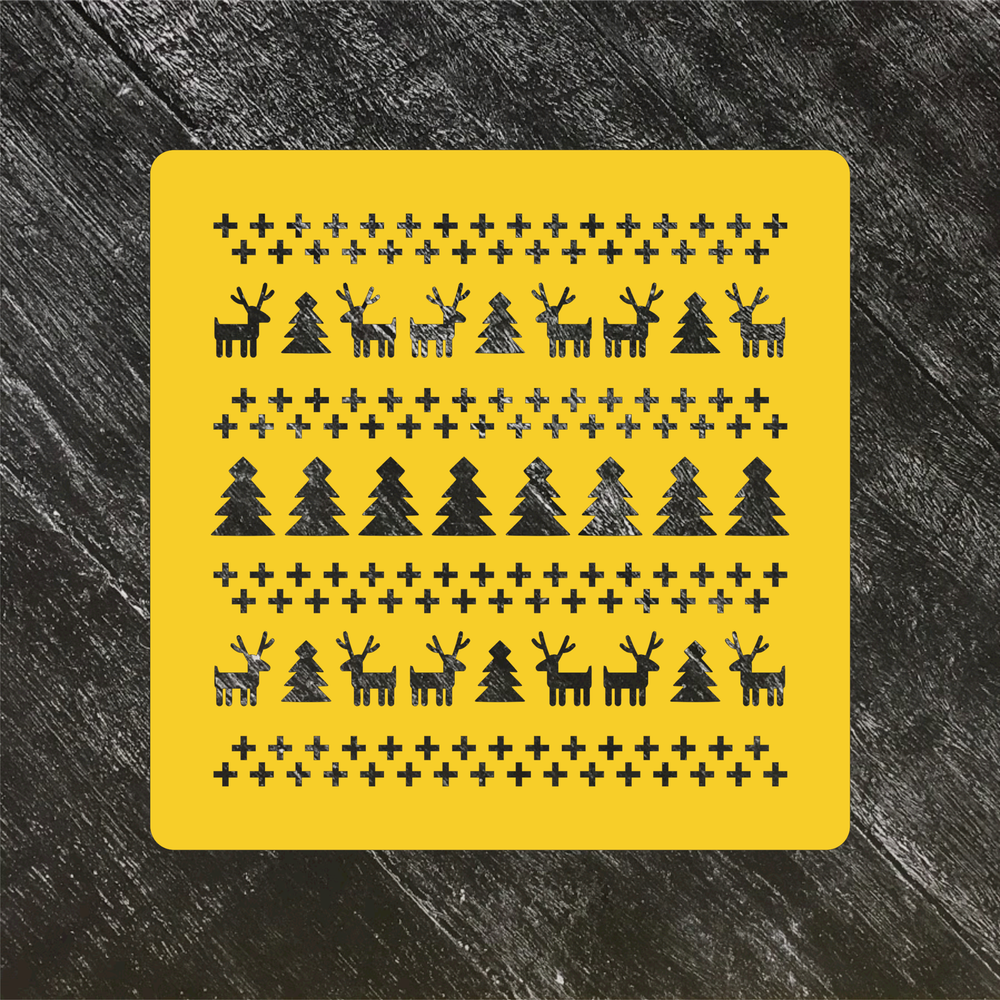 Трафарет новогодний №71 Норвежский узор Олени