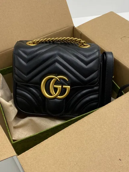 Мини-сумка на плечо женская Gucci GG Marmont черный