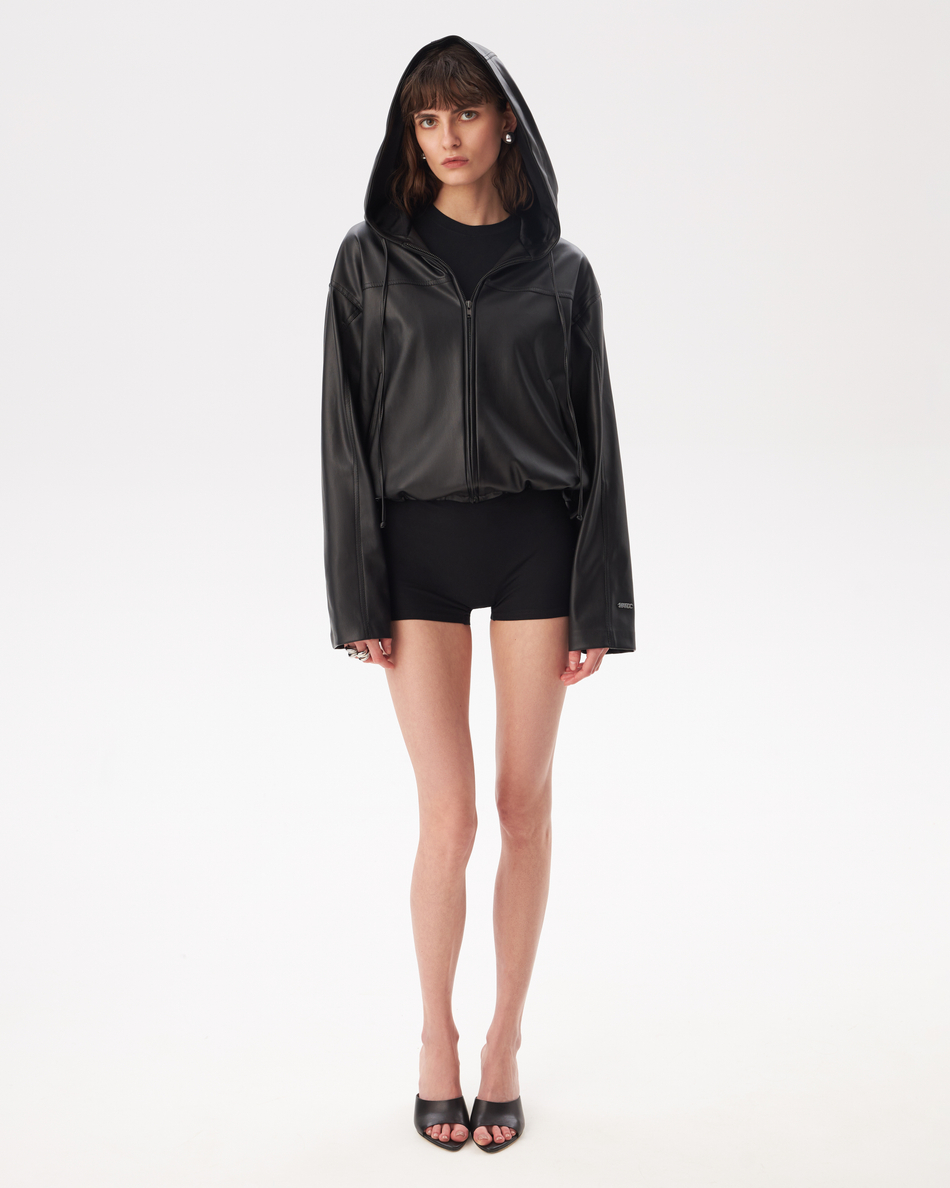 BLACK HOODED JACKET