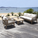 Кресло деревянное с подушками Tagliamento Ravona KD, натуральный, бежевый